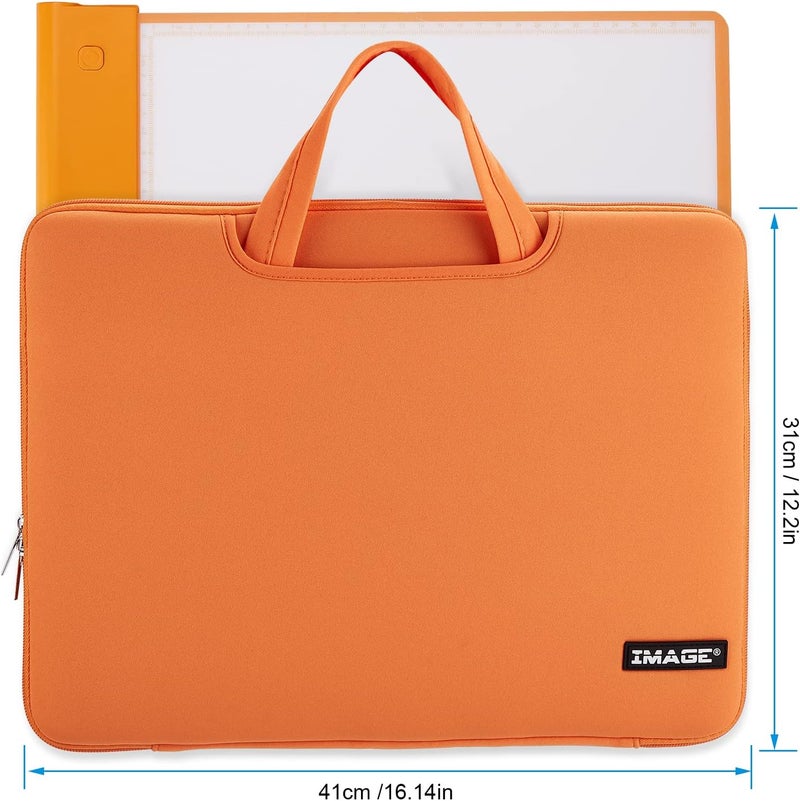 Image A4 Protective Case with Pockets, Carrying Bag for Travel, Storage Cover, Compatible with A4 Tracing LED Light Pad, Coloring Board & Laptop, Notebook, Most Tracing Light Tables - Orange - Image 2